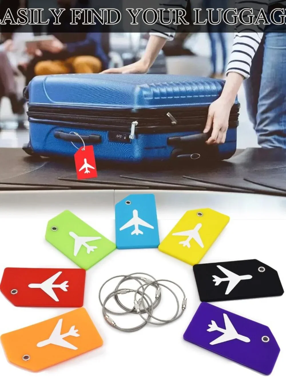 7 Pack Silicone Luggage Tag for Suitcases with Name ID Card, TSA Approved, Priva